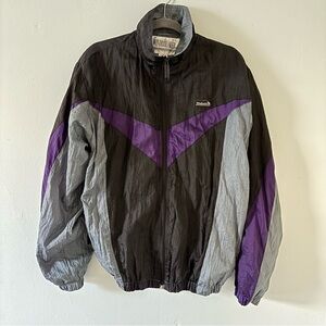 VINTAGE Windbreaker Brand Black and Purple Jacket size Medium